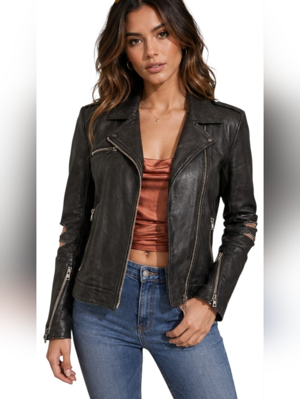 AS by DF Berlin Biker Leather Jacket NWT $800 Designer Moto Black XS